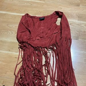 Cropped fringe sweater